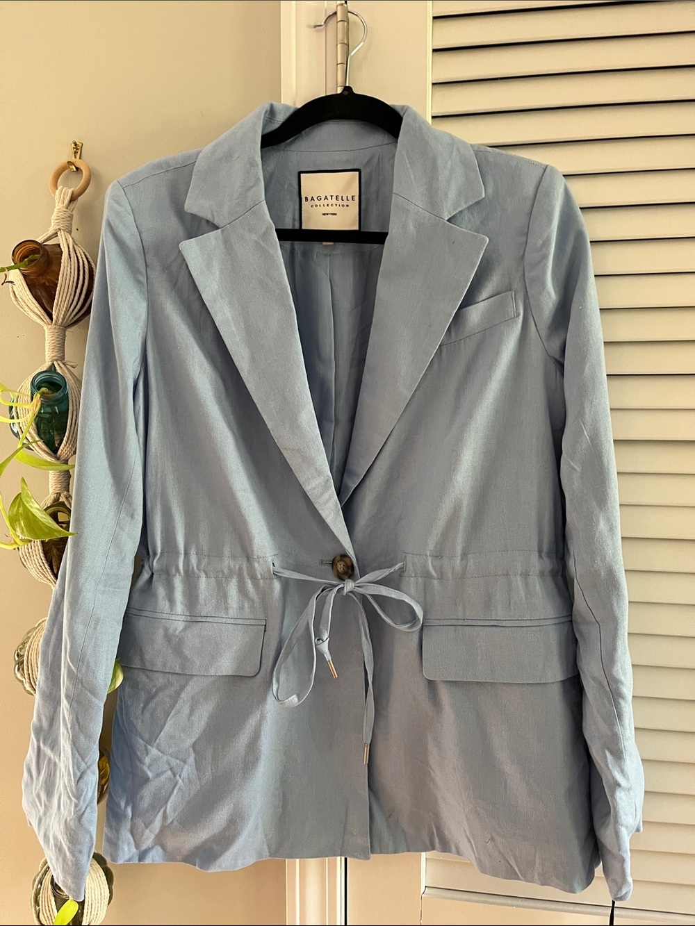 bagatelle Powder Blue Drawstring Blazer